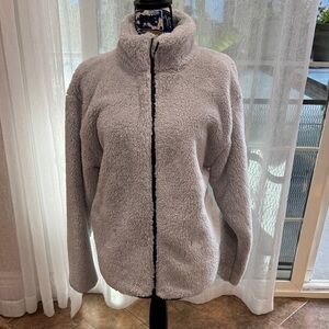 Pink Victoria Secret Cozy Plush Full-Zip Jacket - Light Gray